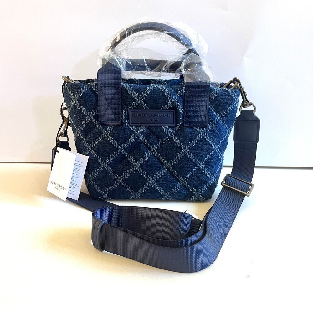 Kurt Geiger NWT, Quilted Denim Blue Tote with Dust Bag - Picture 9 of 15